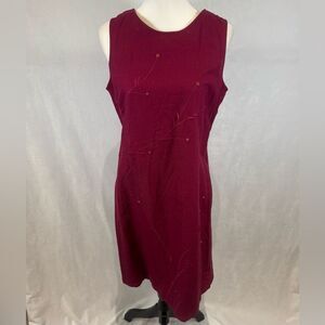 Vintage Studio JPR linen cotton blend wine beaded ditsy floral dress 12 NWT